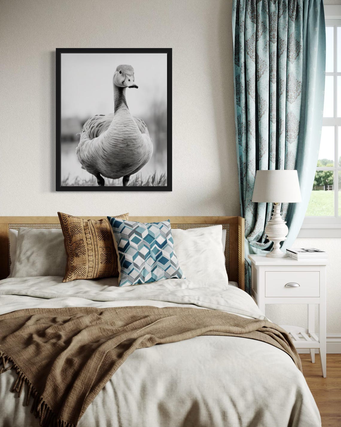Goose Close Up Portrait In Black And White Photo Style Poster - Image 4