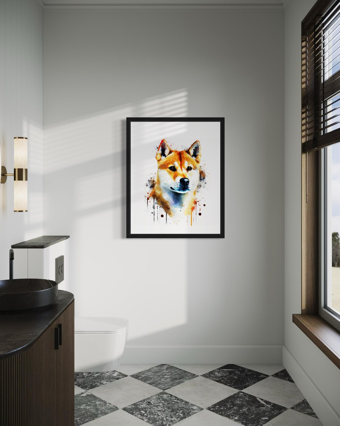 Shiba Inu Red Foxlike Dog Watercolor Portrait Breed Art Poster - Image 4