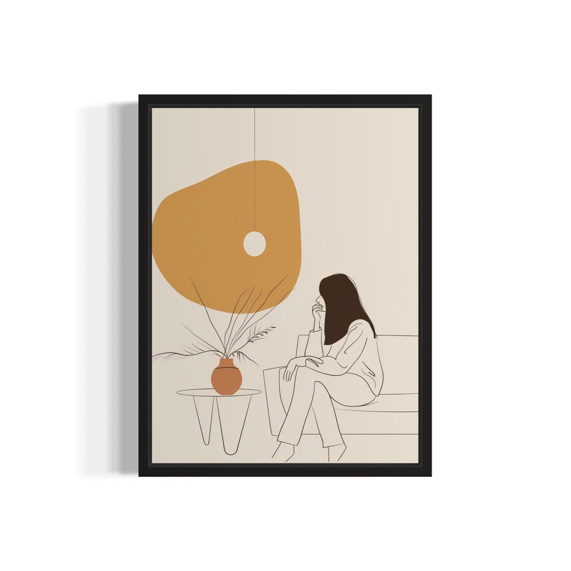 Woman Relaxing On Sofa Minimal Line Art Calm Home Art Poster