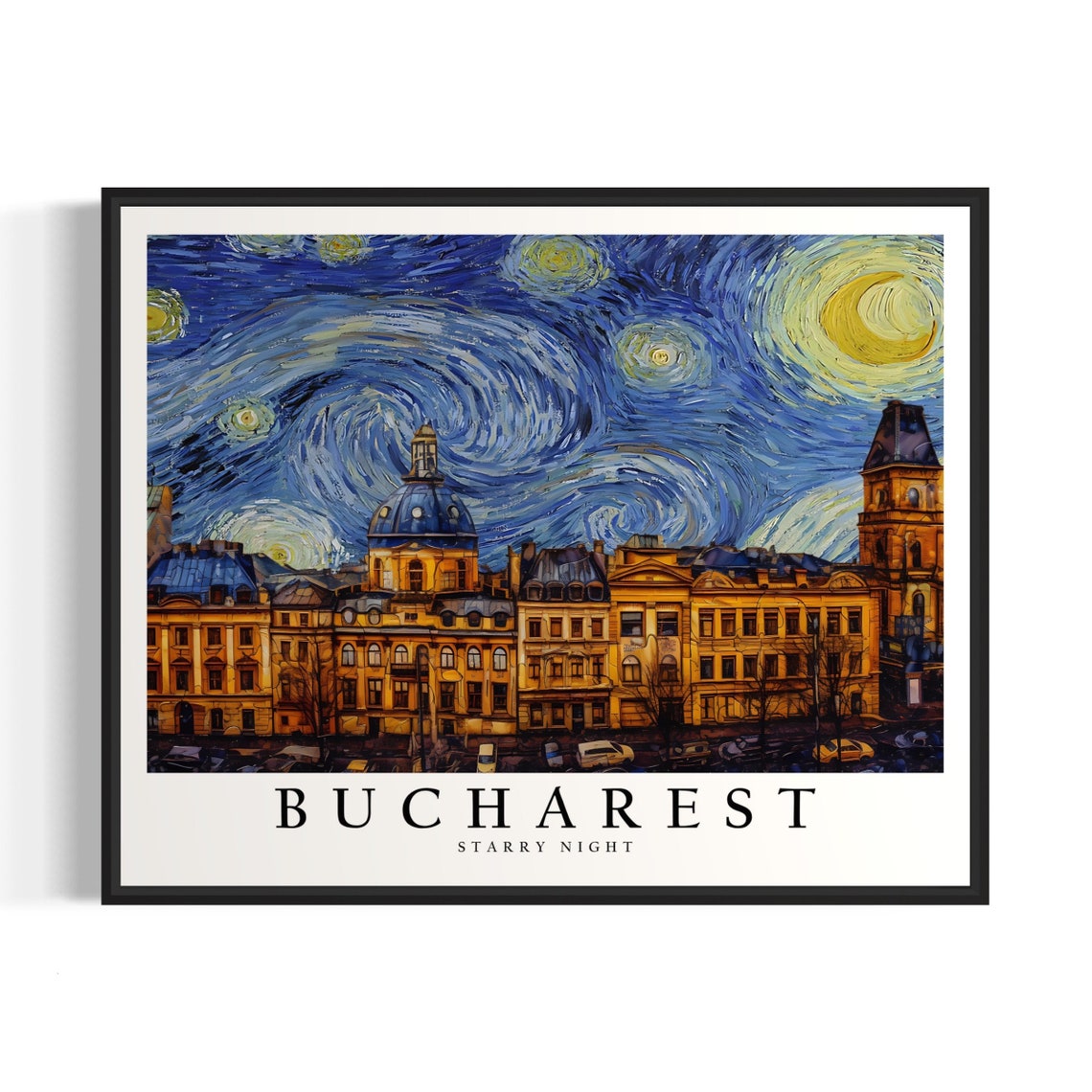 Bucharest Starry Night Art Print Van Gogh Bucharest Poster Wall Art Original Bucharest Painting Decor