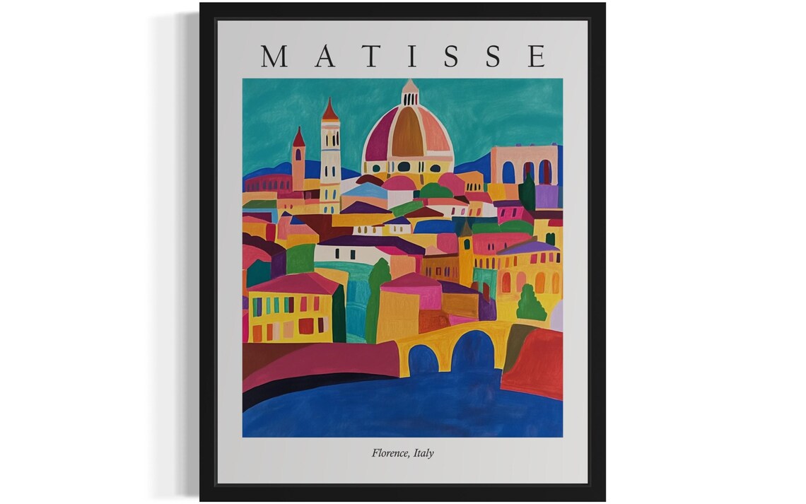 Florence Italy Duomo Skyline in Colorful Matisse Style Art Poster