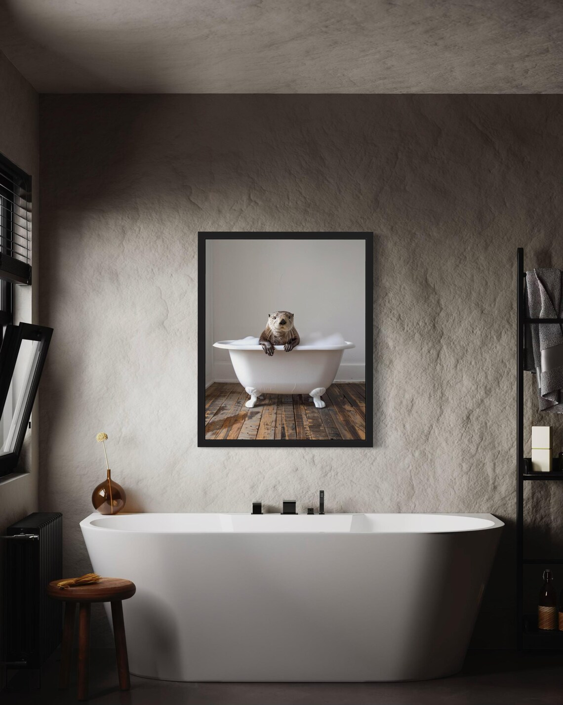 Sea Otter Bubble Bath In Clawfoot Tub Funny Animal Bathroom Poster - Image 3