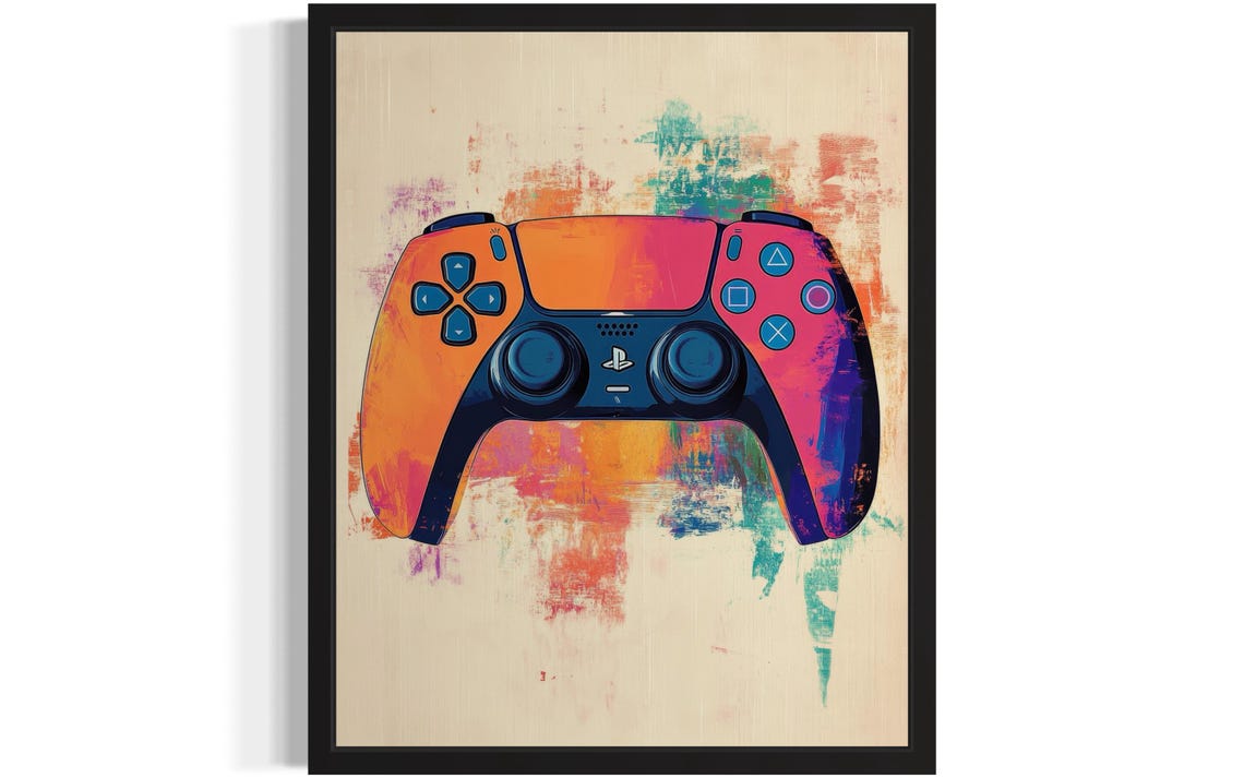 PlayStation Game Controller Colorful Pop Art Gamer Room Poster
