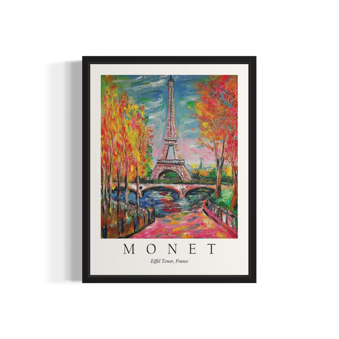 Eiffel Tower France with Autumn Trees Monet Style City Poster