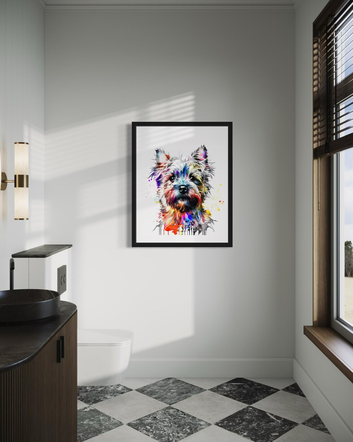 Scruffy Cairn Terrier Colorful Watercolor Splash Portrait Poster - Image 4