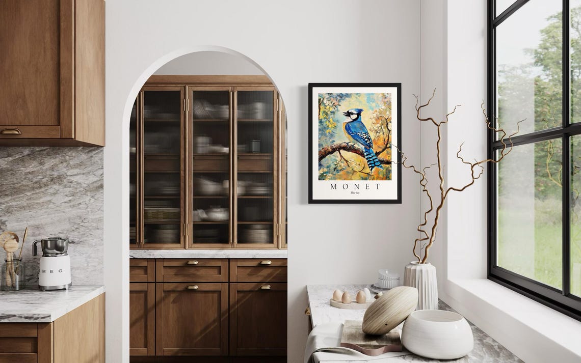 Blue Jay Bird Monet Art Print - Image 2