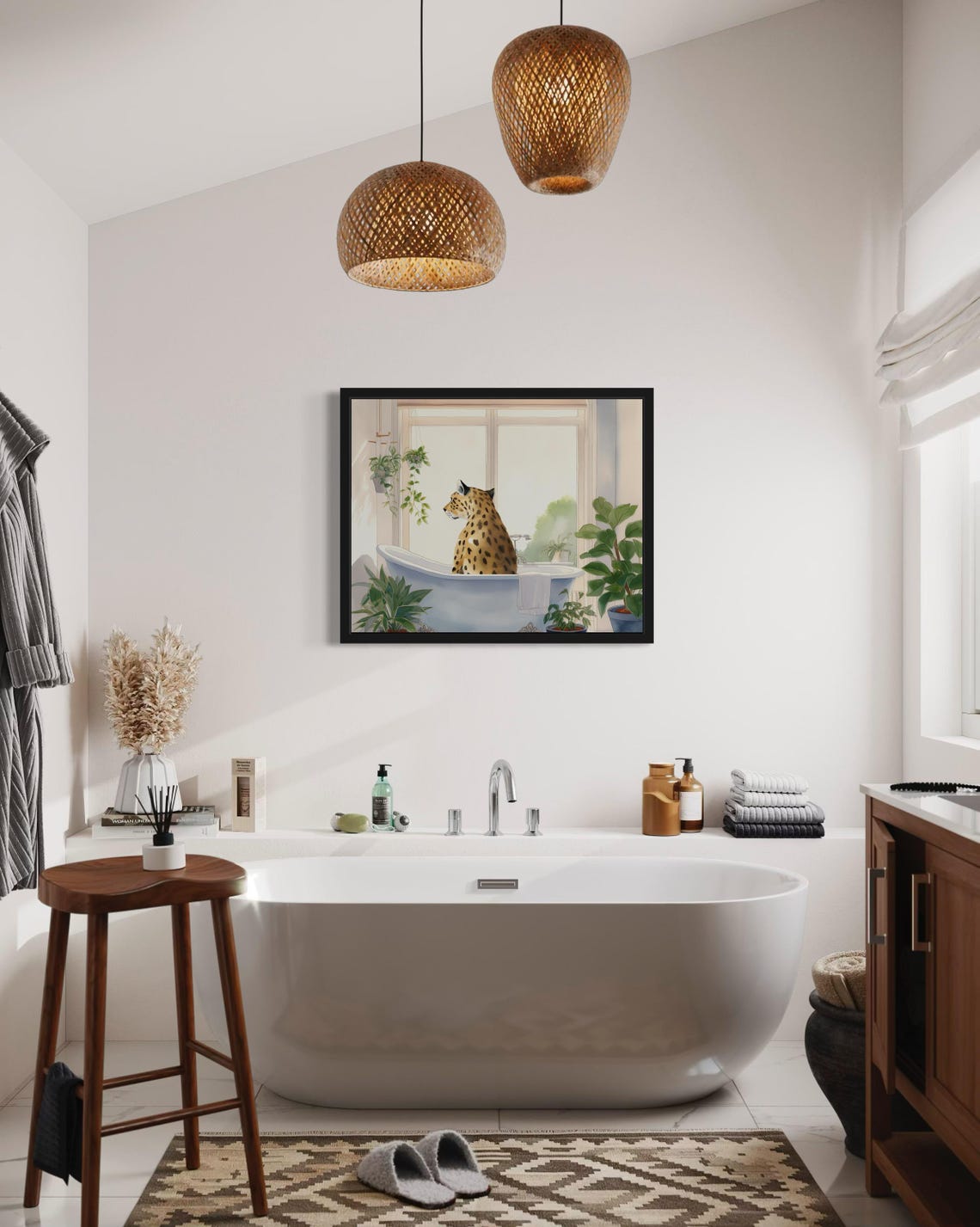 Leopard In Vintage Bathtub Sunlit Window Bathroom Art Poster - Image 4