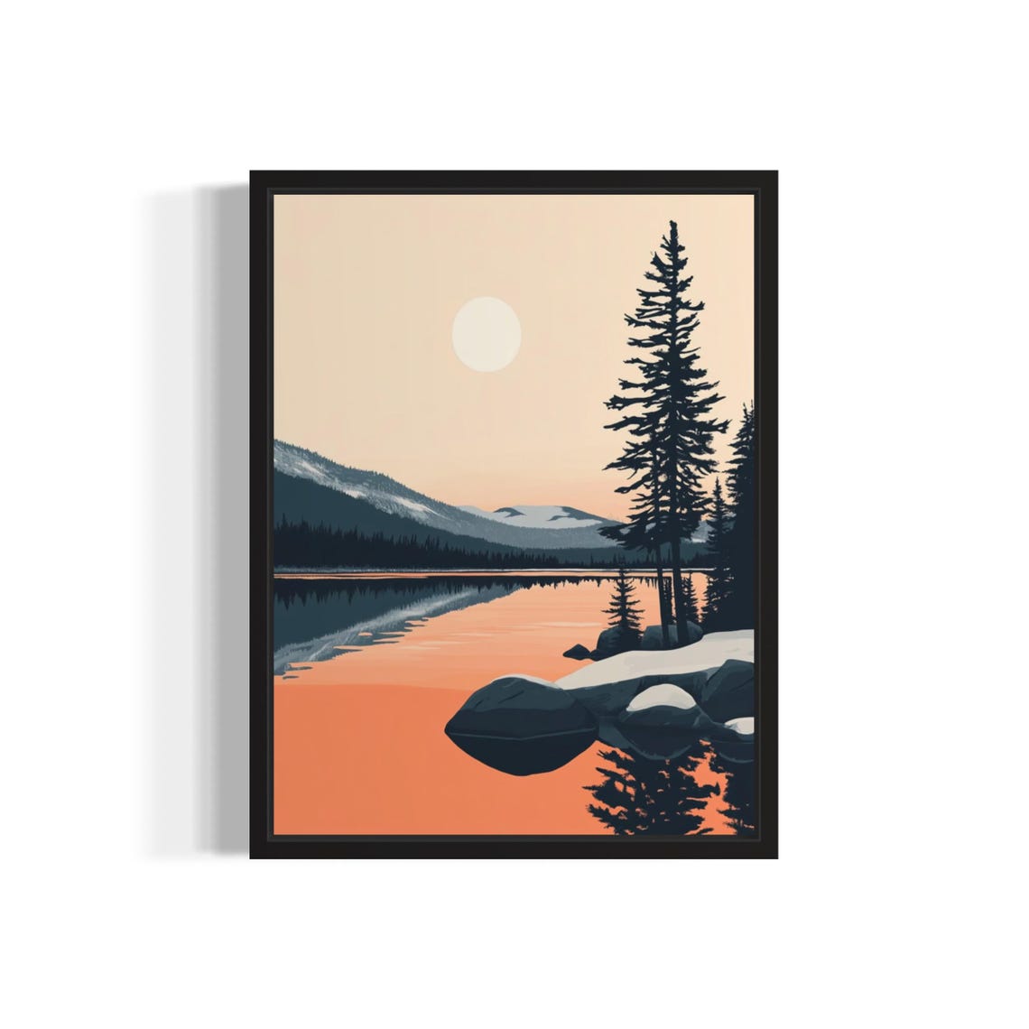 Tahoe Basin Glowing Sunset Lake Reflection Tranquil Boho Art Poster