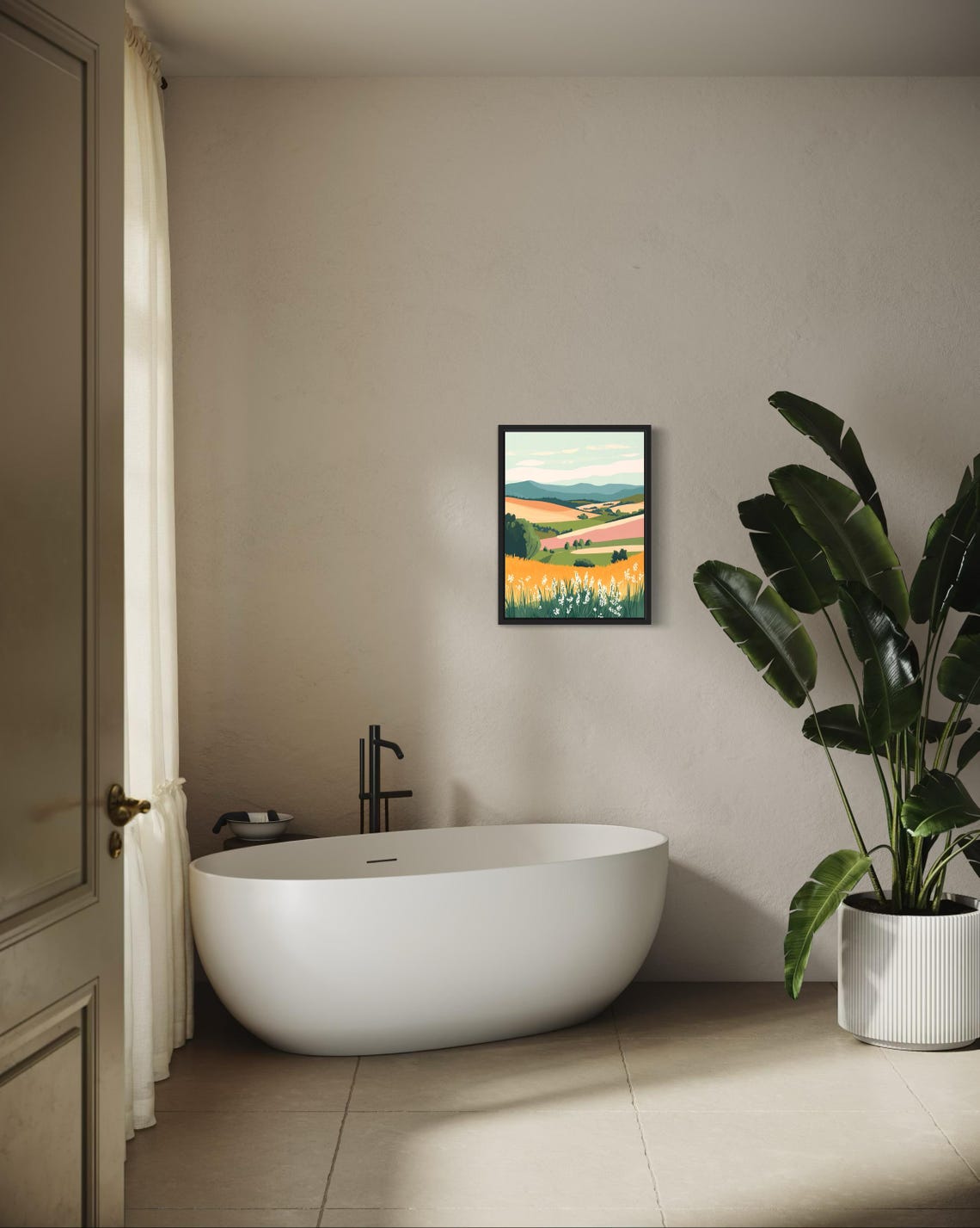 Santa Ynez Valley Golden Rolling Hills Wildflowers Boho Art Poster - Image 4