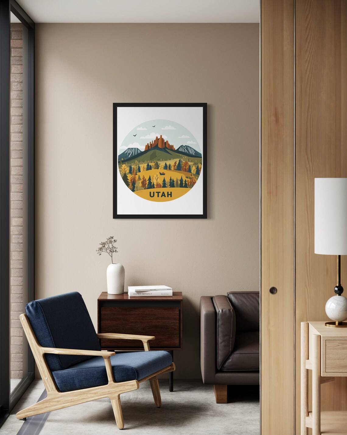 Utah Red Rock Desert Peaks Circular Travel Poster Home Decor Gift - Image 2