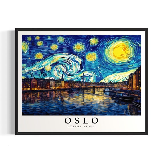 Oslo Starry Night Art Print Van Gogh Oslo Poster Wall Art Original Oslo Painting Decor
