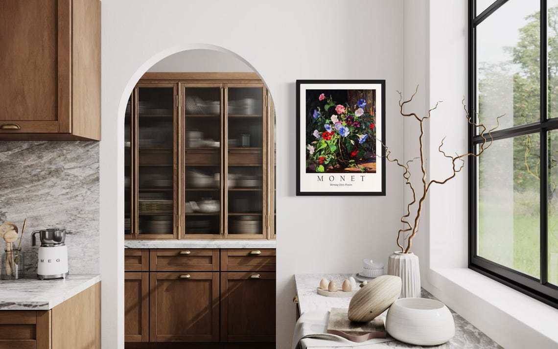 Morning Glory Bouquet in Sunlight Monet Style Colorful Flower Poster - Image 3