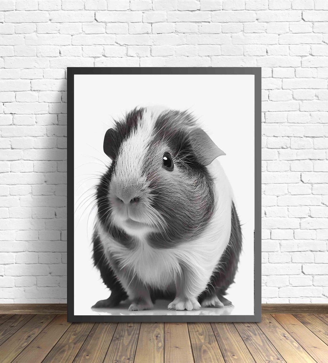 Guinea Pig Black and White Cute Small Pet Close Up Portrait Poster - Image 3