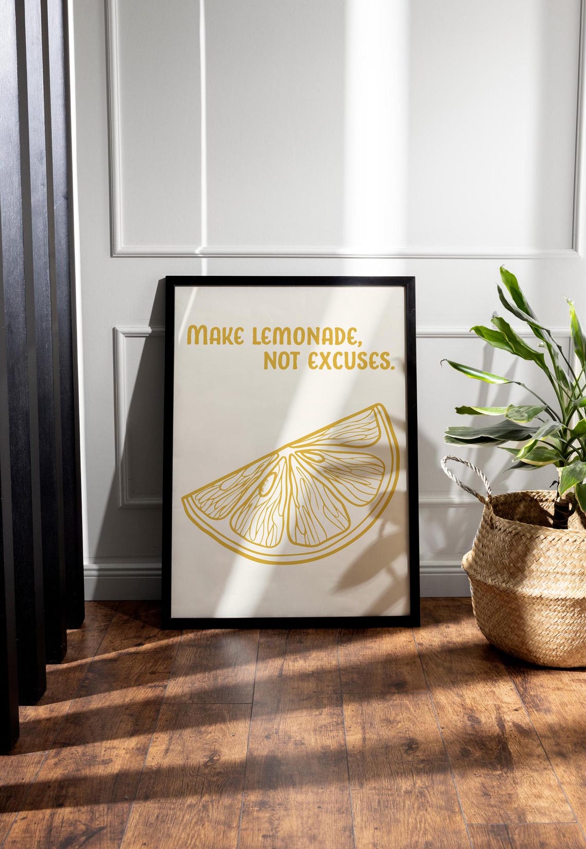 Make Lemonade Not Excuses Poster Lemon Slice Minimalist Quote Decor - Image 2