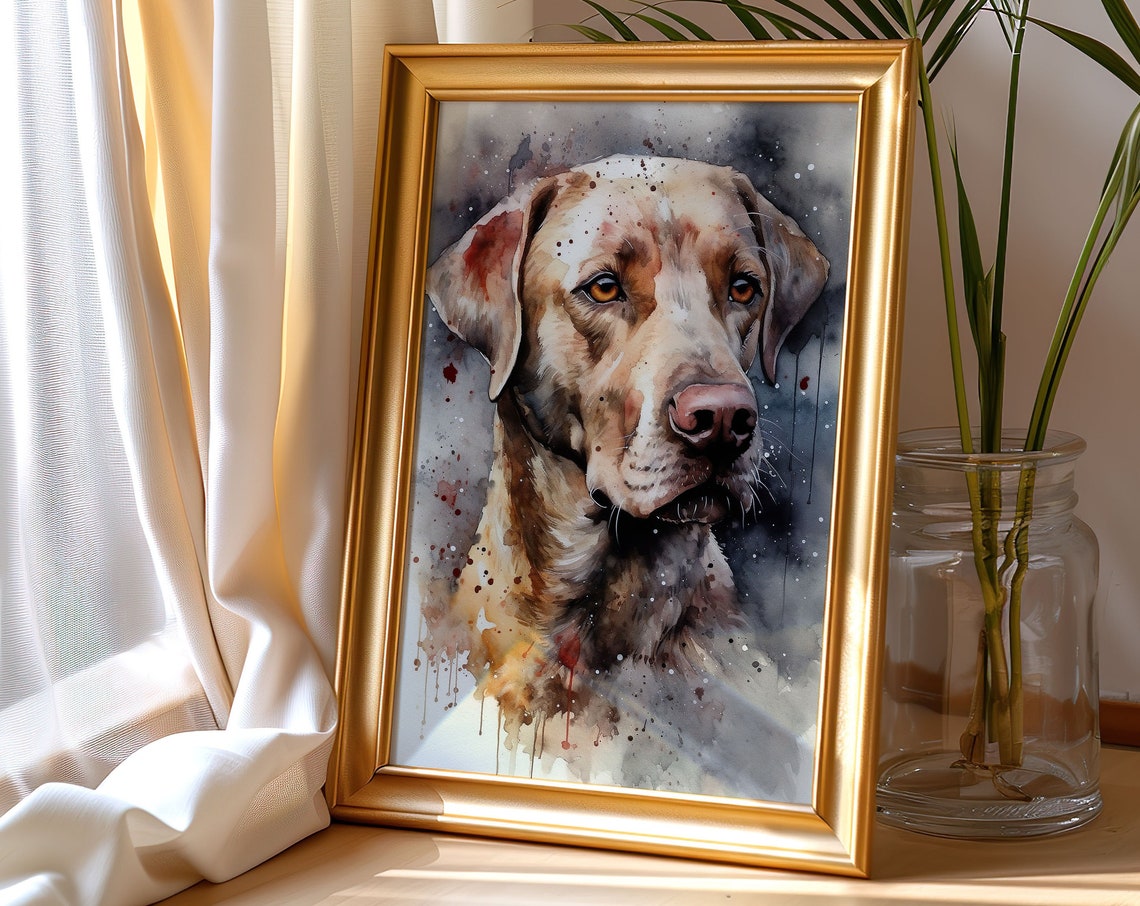 Labrador Retriever Portrait Watercolor Dog Pet Splash Art Poster