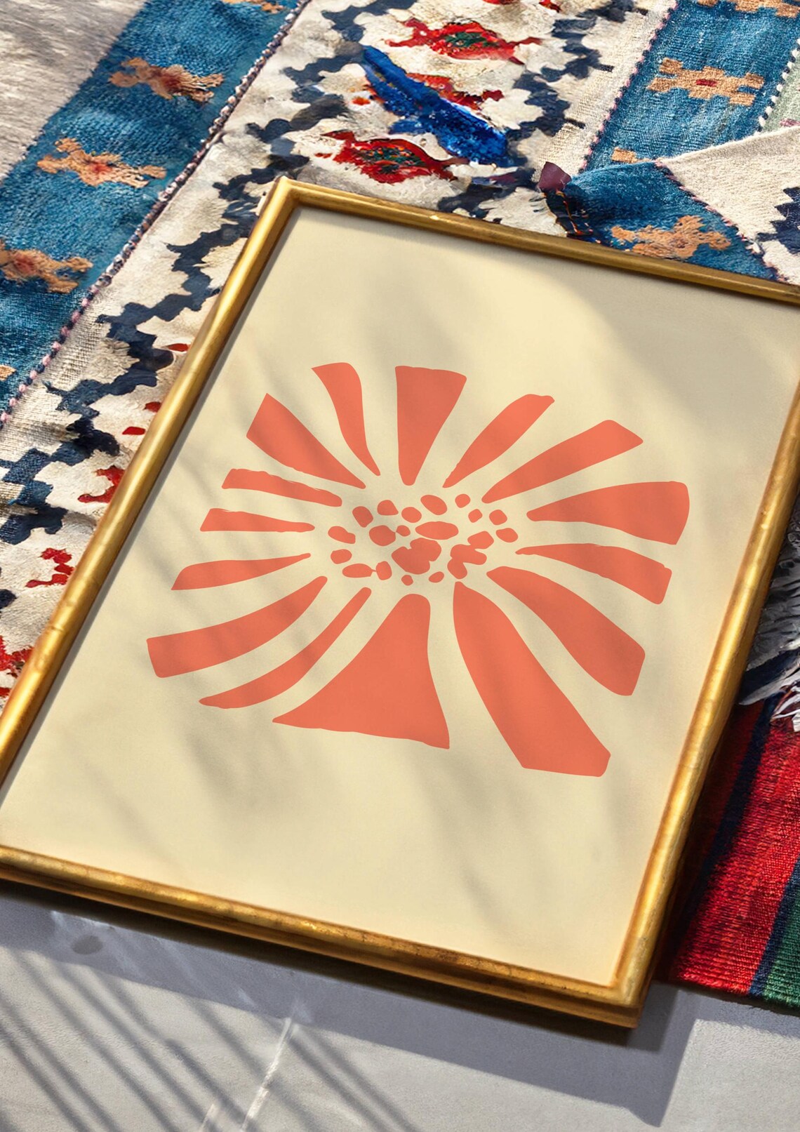 Coral Abstract Flower Minimalist Botanical Gallery Style Art Poster - Image 4