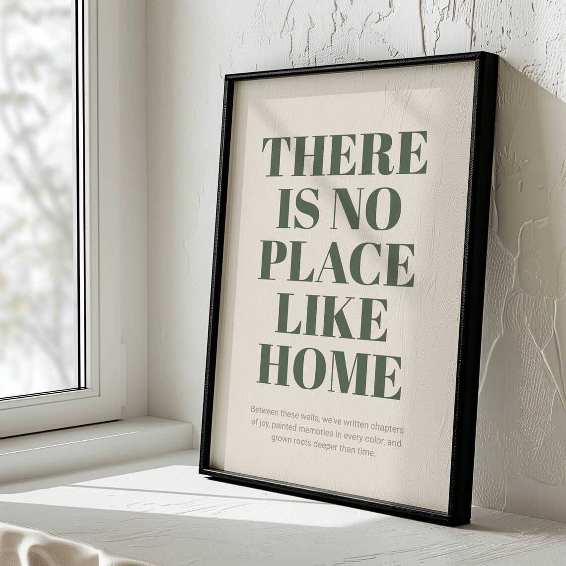 There Is No Place Like Home Sage Green Serif Housewarming Quote Poster - Image 3