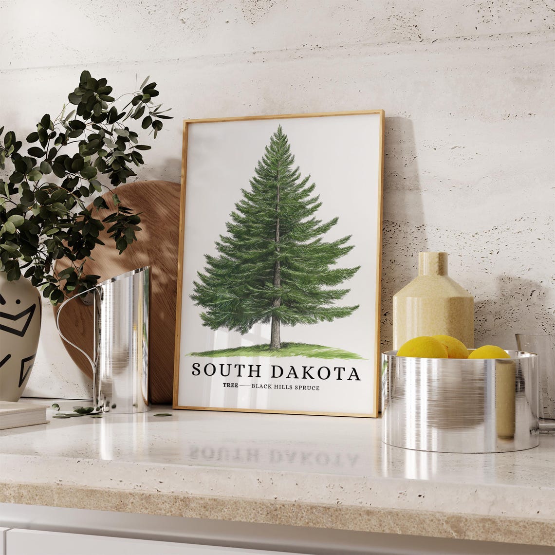 South Dakota Black Hills Spruce Tree Botanical State Symbol Poster - Image 3