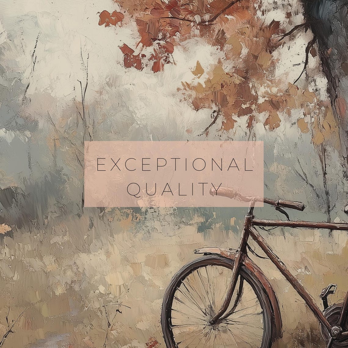 Vintage Bicycle Leaning On Tree Autumn Forest Moody Rustic Art Poster - Image 3