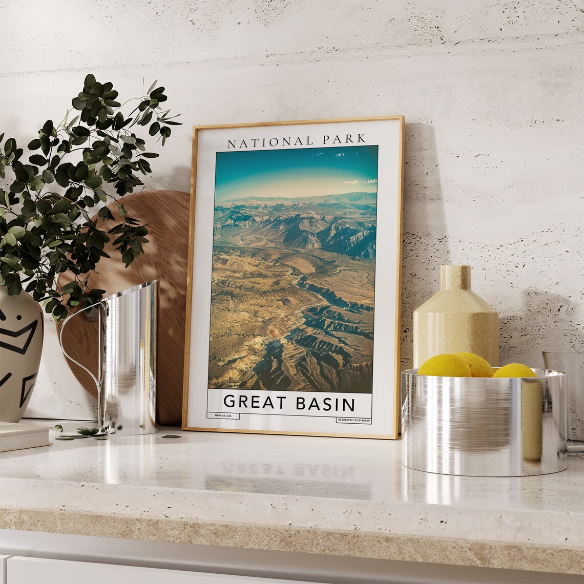 Great Basin National Park Nevada Desert Canyon Aerial View Travel Poster - Image 2