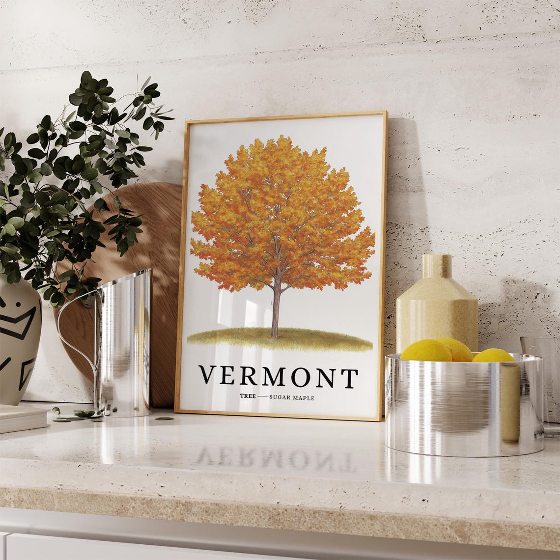 Vermont Sugar Maple Fall Foliage Botanical New England Poster - Image 3