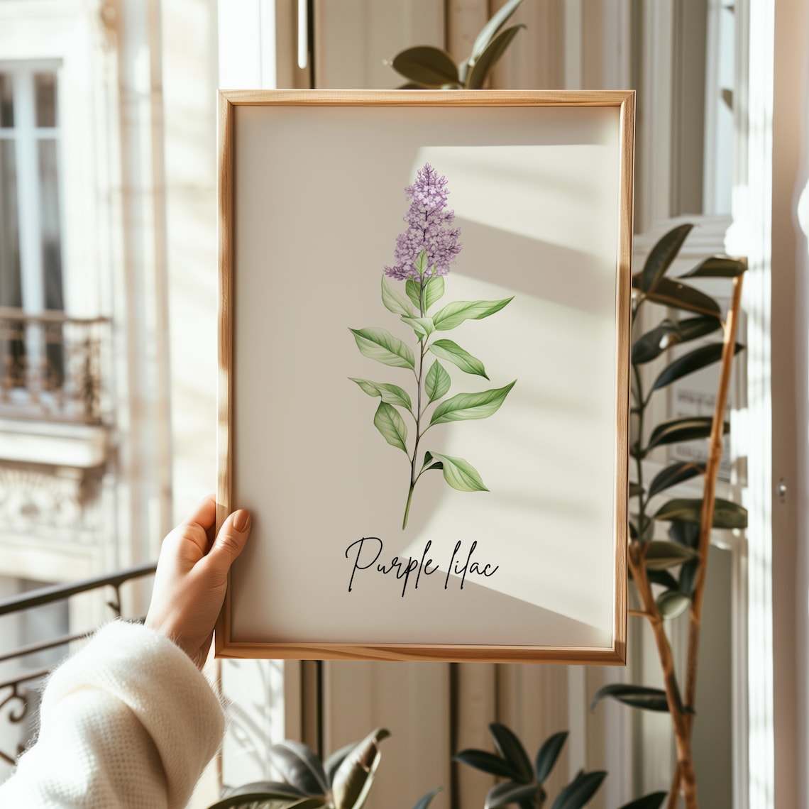 Purple Lilac Botanical Watercolor State Flower Minimalist Art Print