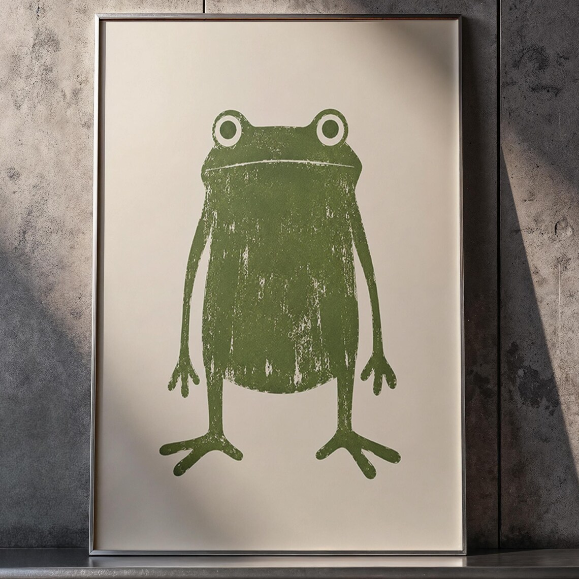 Minimalist Green Frog, Scandinavian Animal Poster