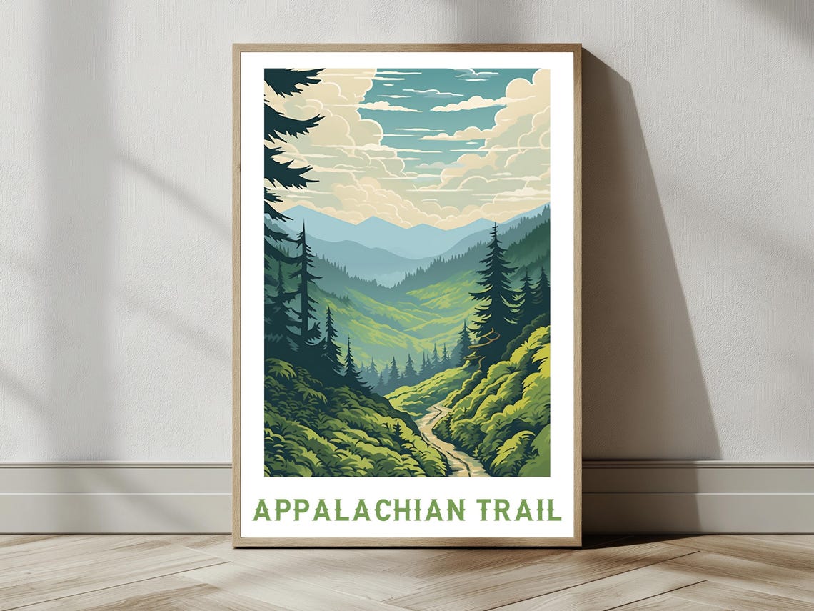 Appalachian Trail Green Mountain Forest Hiking Vintage Travel Poster - Image 2