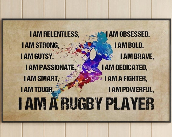 Rugby Player Vintage Poster, Sports Room Wall Art