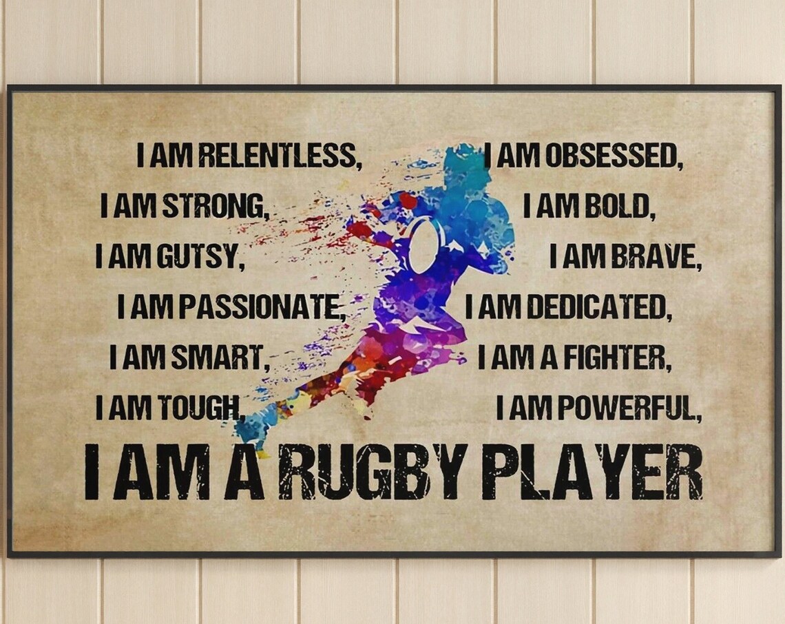 Rugby Player Vintage Poster, Sports Room Wall Art