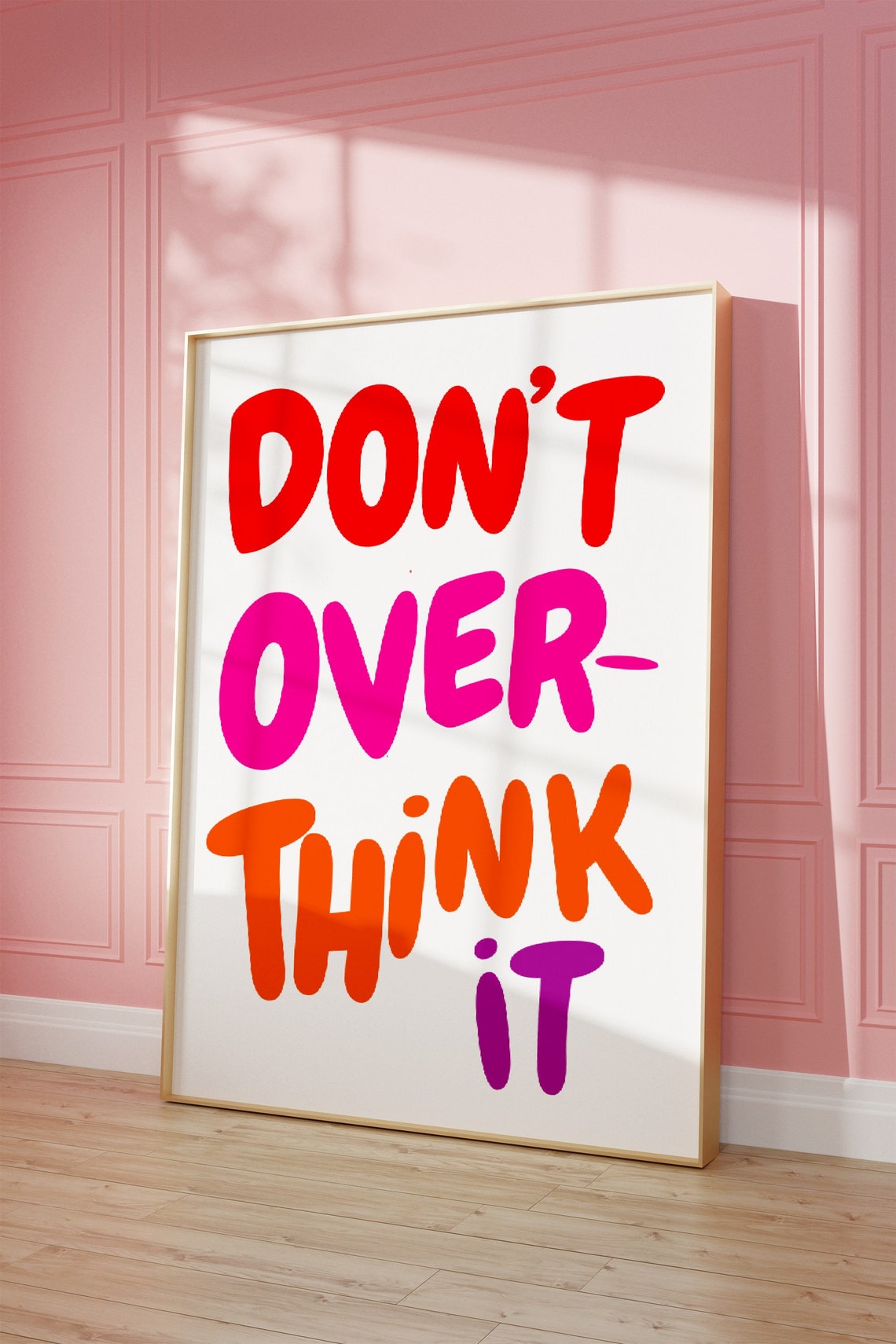 Don't Overthink It Rainbow Bubble Letter Colorful Dorm Poster - Image 3