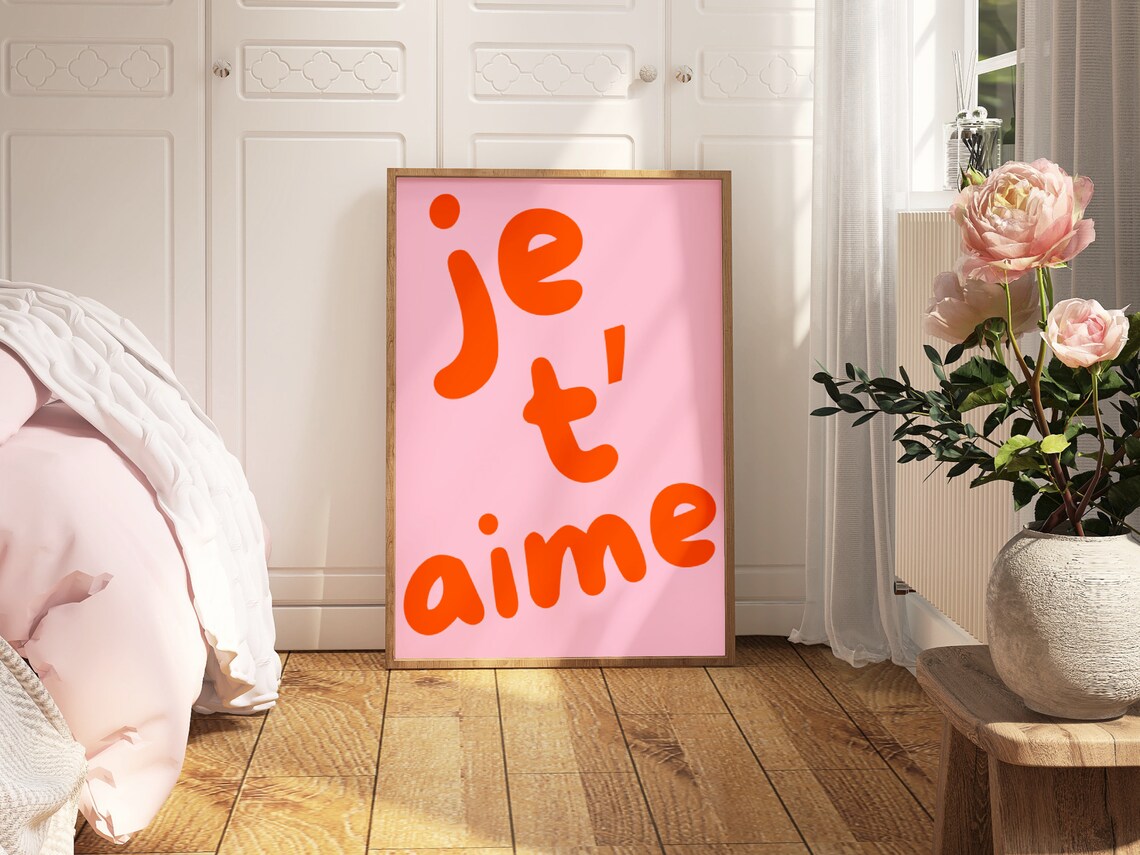 Je T'aime Quote Art Print, French Love Saying - Image 2