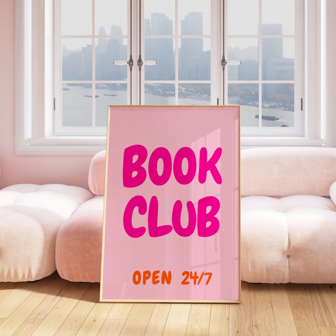 Book Club Open 24/7 Hot Pink Retro Typography Reading Gift Poster - Image 3