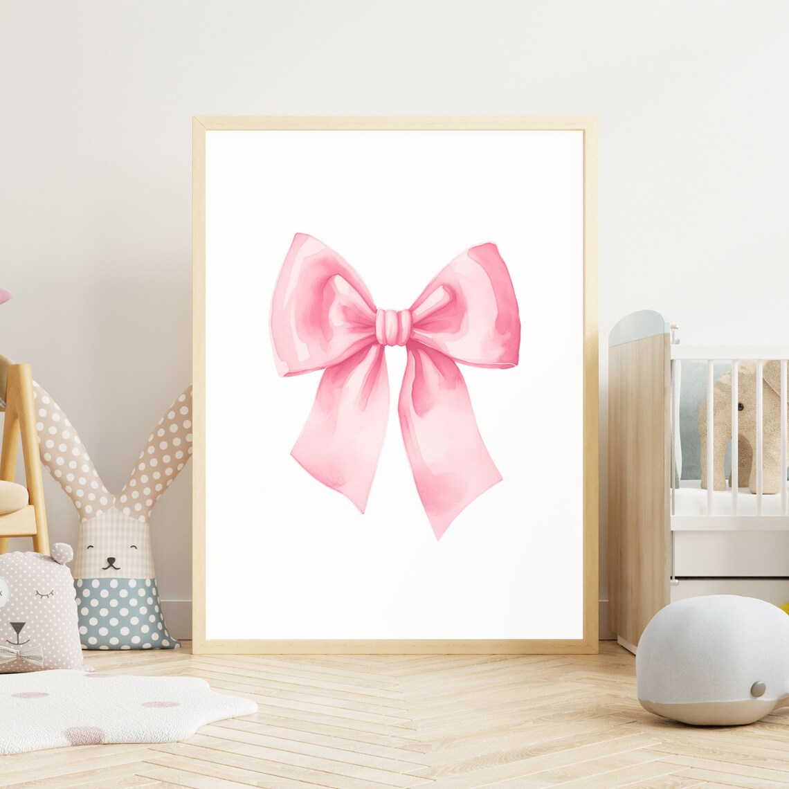 Pink Watercolor Bow Preppy Aesthetic Girly Teen Room Decor Poster - Image 2