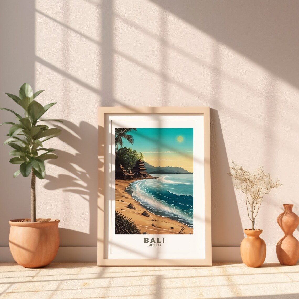 Bali Indonesia Beach Temple Sunset Tropical Island Travel Poster - Image 2