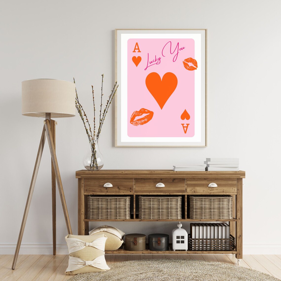 Trendy Retro Wall Art Lucky You Poster Trendy Aesthetic Print Believe In Your Luck Prints Ace Of Hearts Print Preppy Wall Art - Image 3