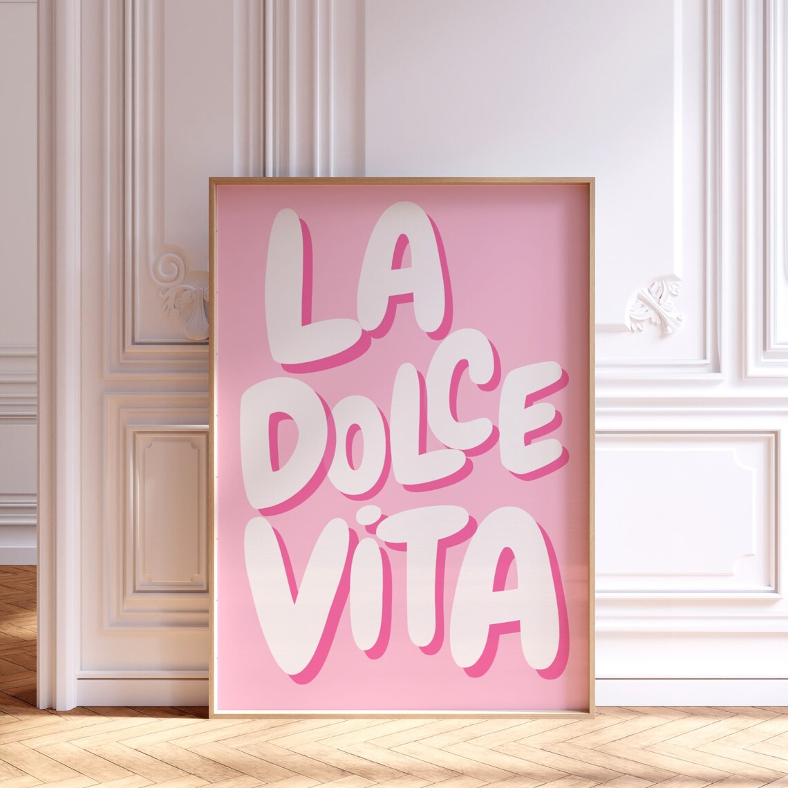 La Dolce Vita Pink Bubble Letters Italian Sweet Life Quote Poster - Image 2