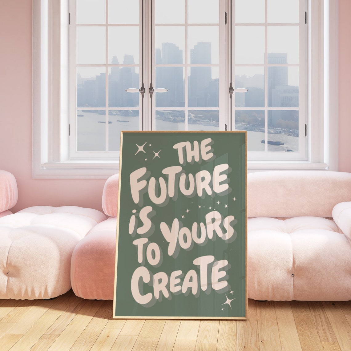 The Future Is Yours Print Affirmation Poster Sage Green Wall Art Trendy Prints Retro Prints Motivation Wall Art Selfcare Art