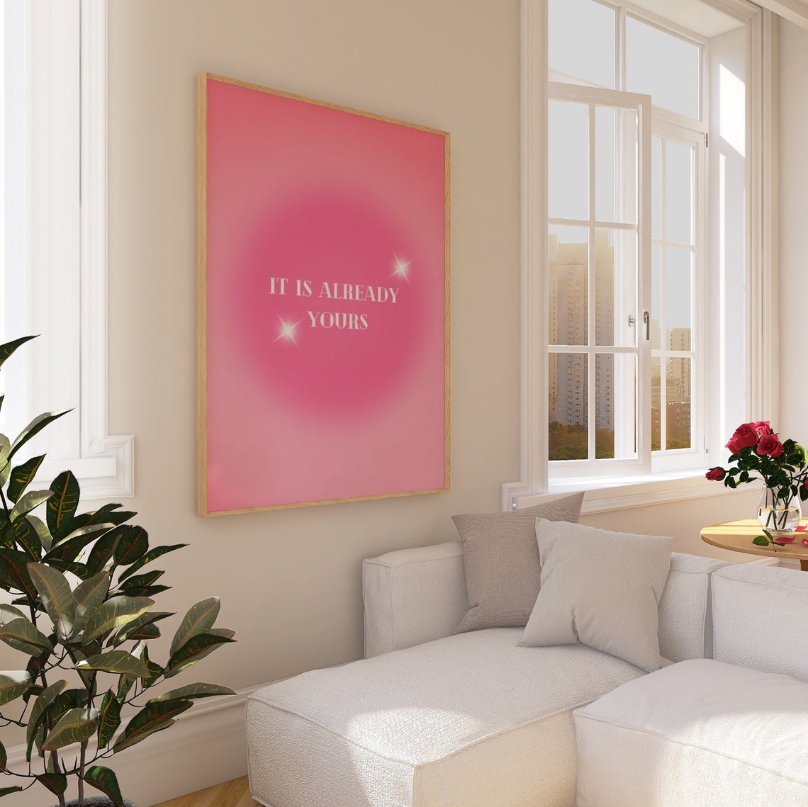 Its Already Yours Manifestation Poster Retro Print Affirmation Wall Art Pastel Pink Aura Print Gradient Self Care Art - Image 2