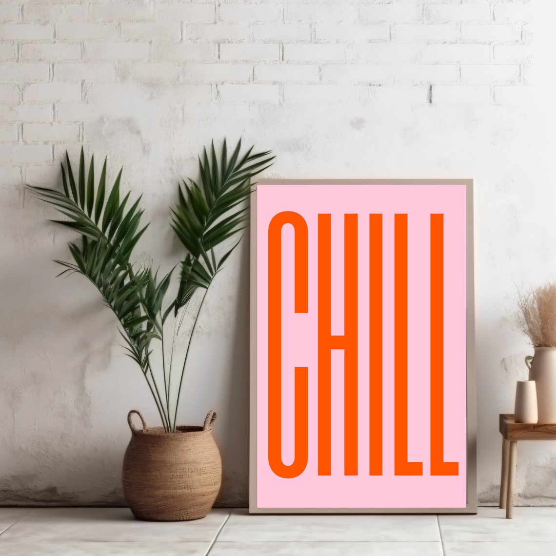 Chill Orange Pink Modern Relaxing Typography Vibe Quote Poster - Image 2