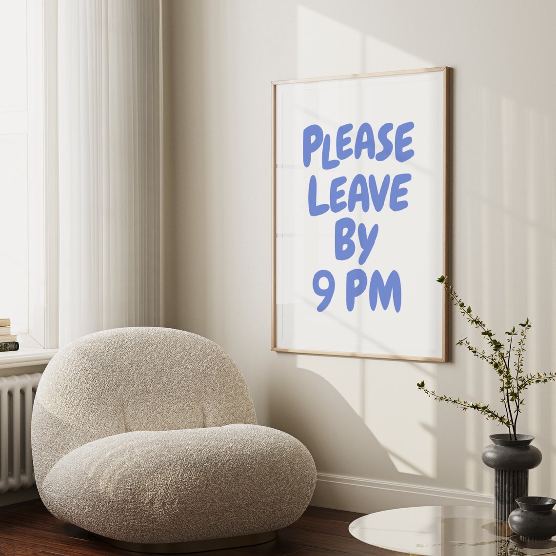 Please Leave By 9pm Print Funny Goodbye Print Aesthetic Home Decor Cute Modern Wall Art Trendy Quote Art Print Leave By 9 - Image 4