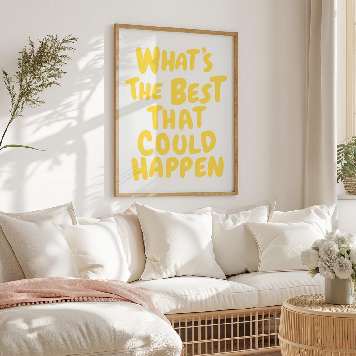 Whats The Best That Could Happen Yellow Quote Poster Uplifting Decor - Image 2
