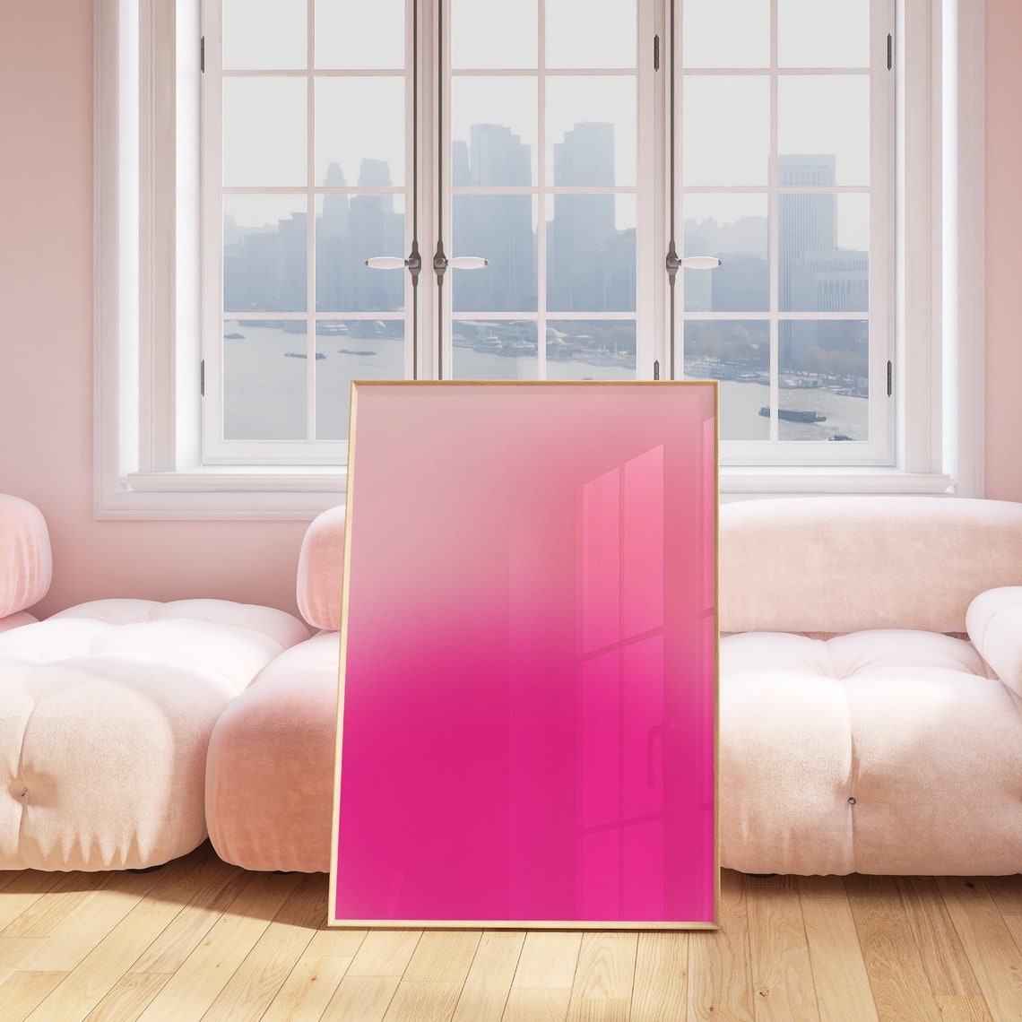 Pink Ombre Gradient Minimalist Soft Pastel Abstract Art Poster - Image 3