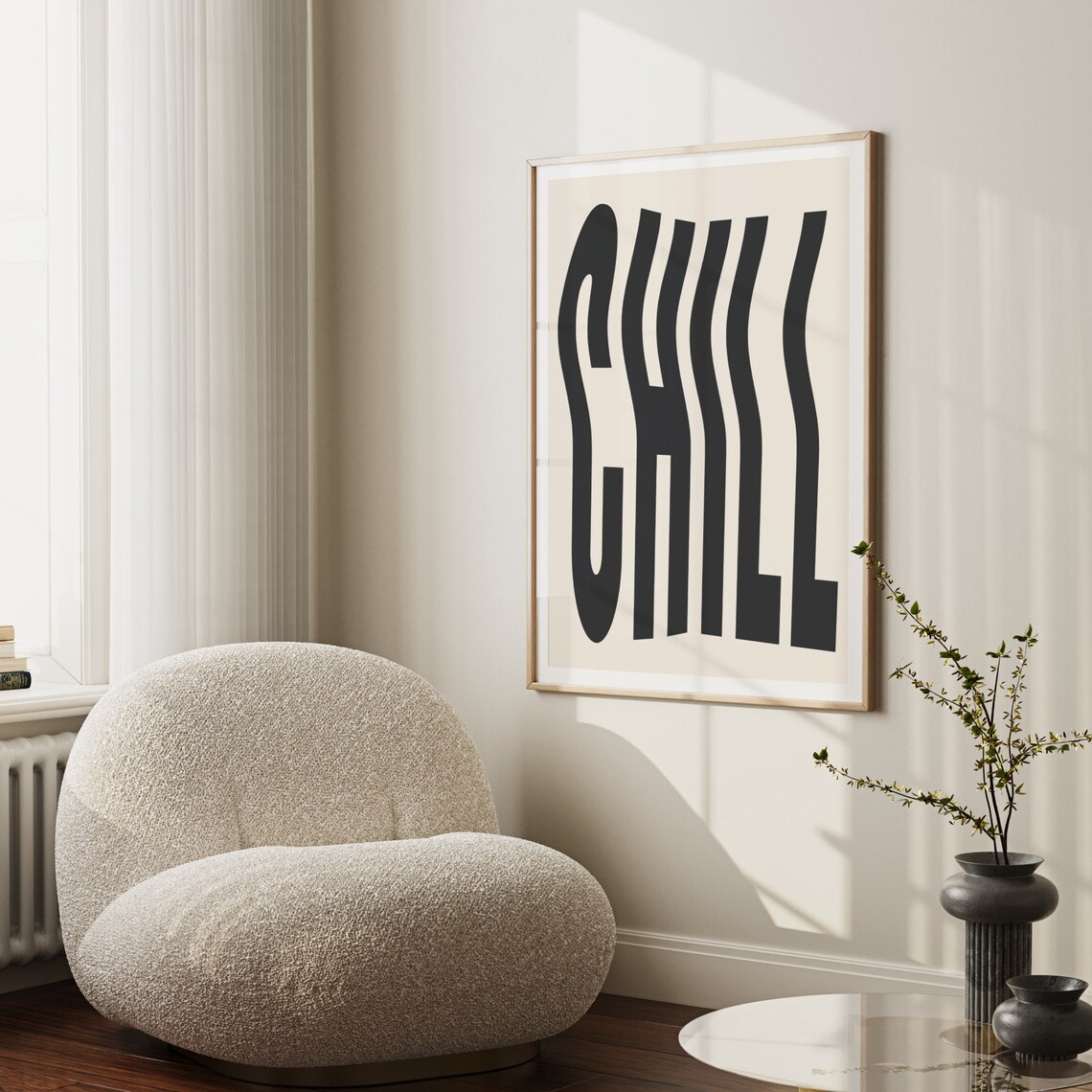 Chill Trendy Retro Quote Wall Art, Wavy Typography - Image 2