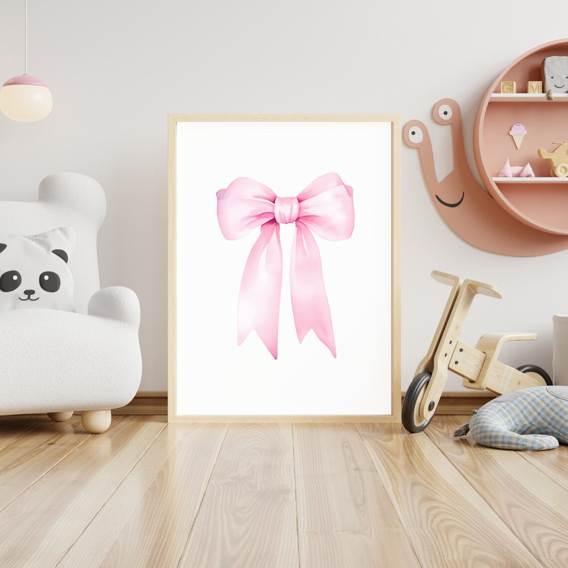 Pink Watercolor Bow Coquette Teen Room Aesthetic Poster Art Decor - Image 2