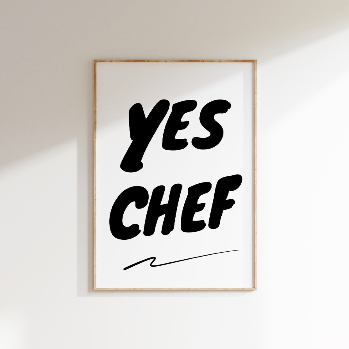 Yes Chef Black Chunky Lettering Minimalist Fun Kitchen Poster - Image 2