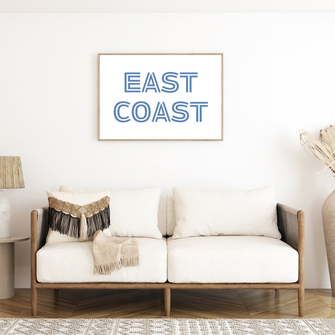 East Coast Blue Retro Outline Typography Coastal Beach Poster - Image 4
