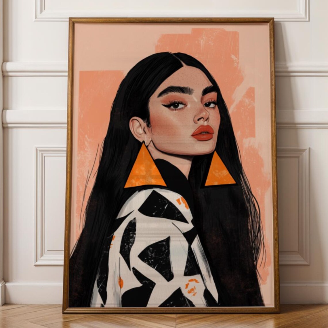 Abstract Black Girl Portrait, Modern Wall Art Print