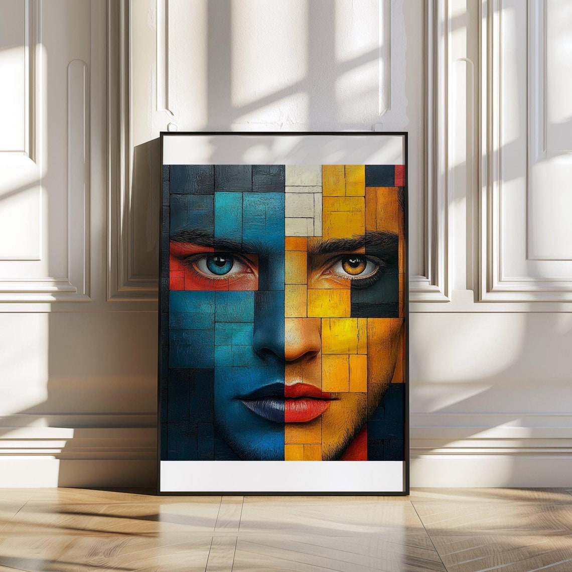 Eye Catching Modern Abstract Wall Art Geometric Face Art Print Contemporary Home Dcor Colourful Cubist Painting Poster