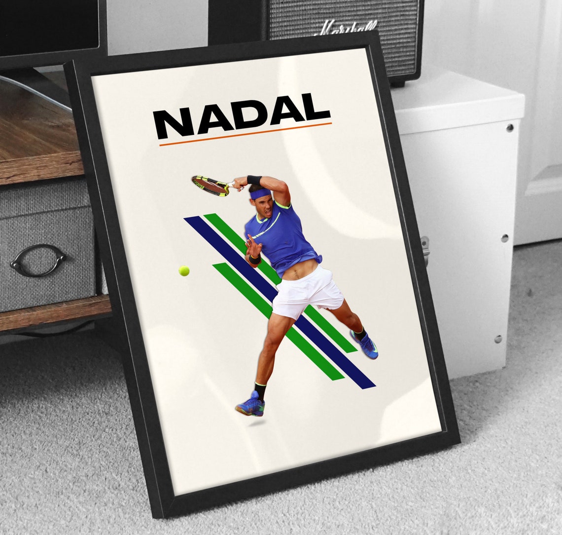 Rafael Nadal Tennis Champion Forehand Action Minimalist Poster - Image 2